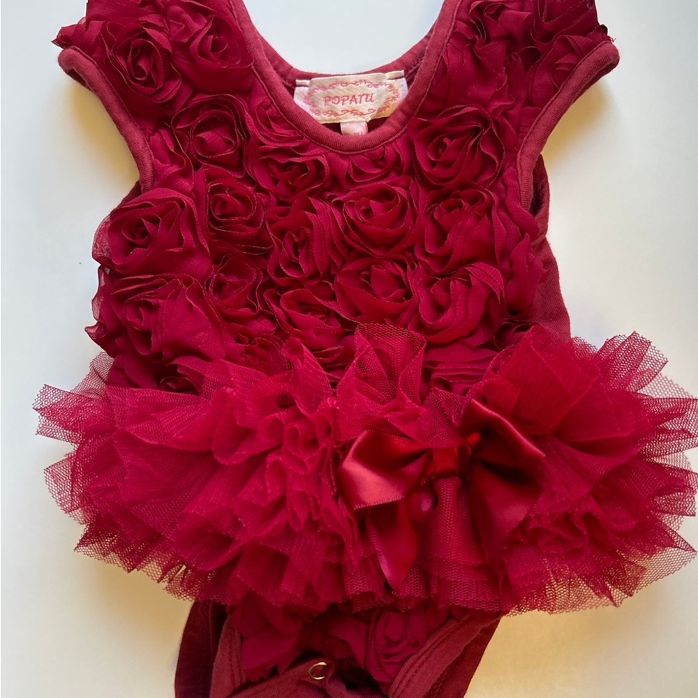 Popatu Rosette Baby Onesie in Red